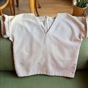 Madewell Cream Corduroy V-Neck Blouse